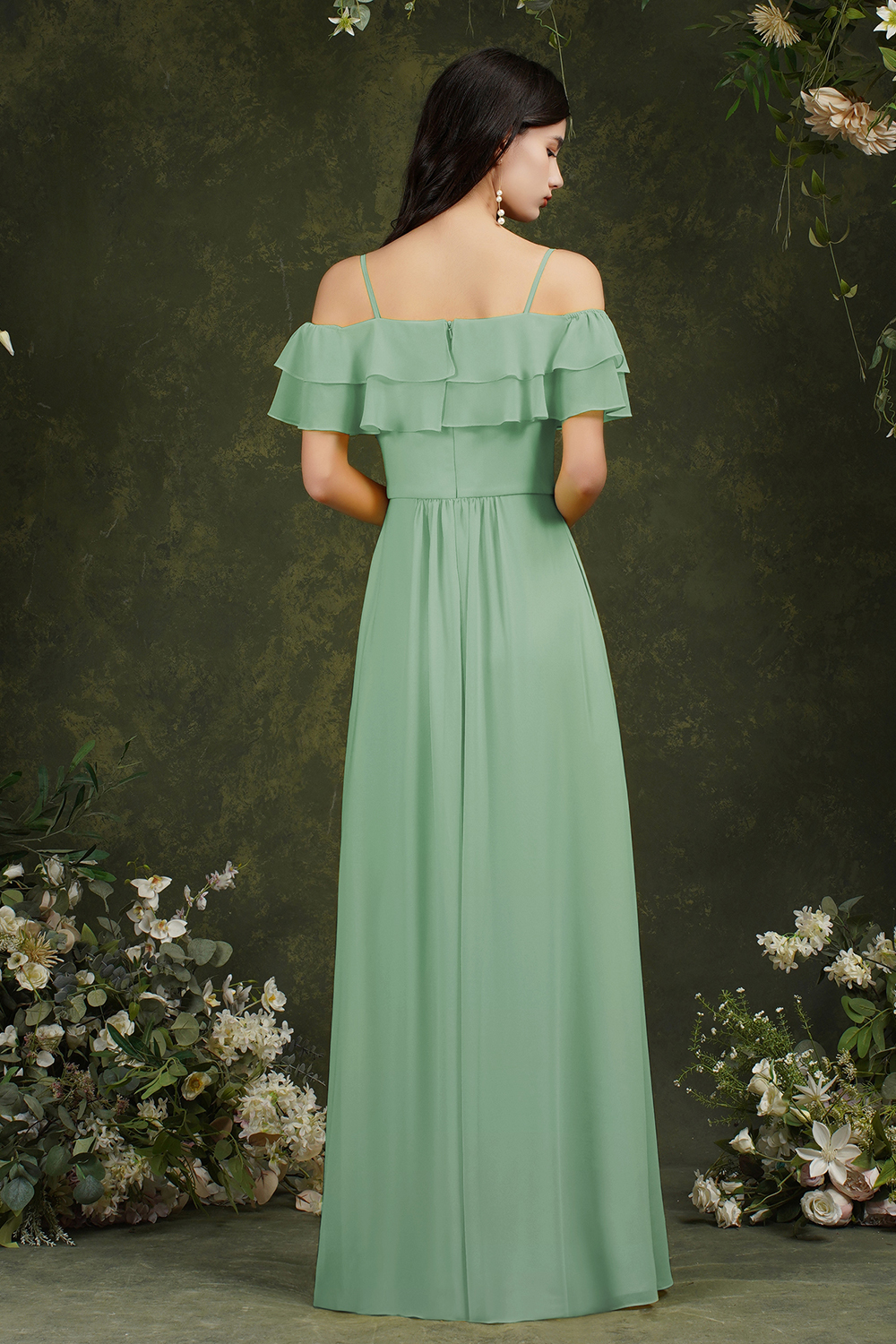 Spaghetti Straps Aline Bridesmaid Dress Side Slit Formal Dress with Pockets-newarrivaldress