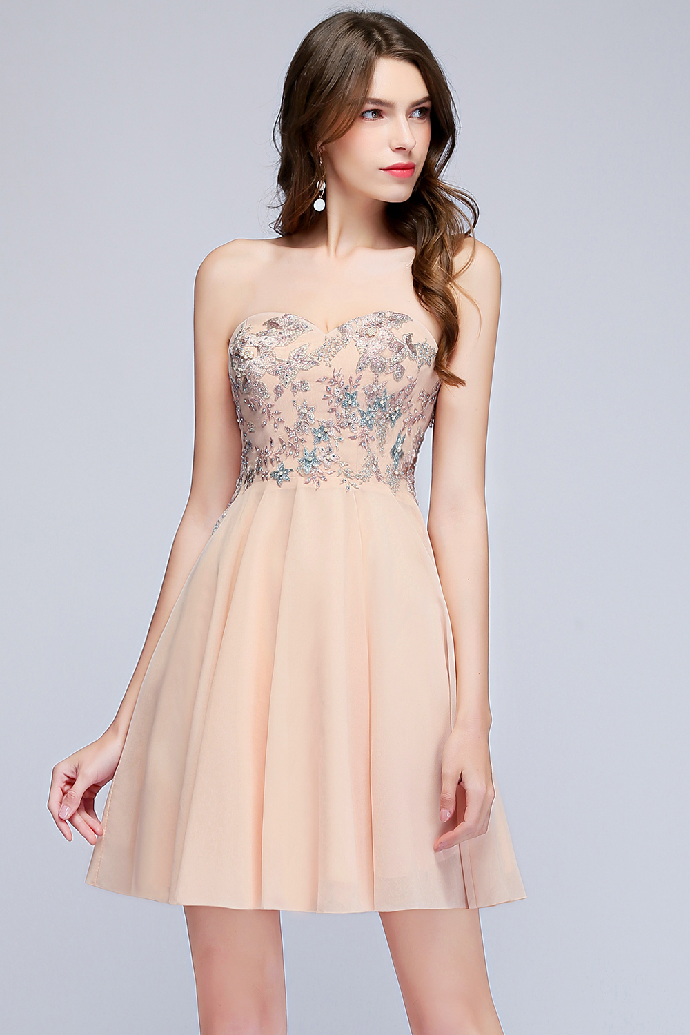MADELINE | A-line Short Strapless Sweetheart Beading Appliques Homecoming Dresses-newarrivaldress