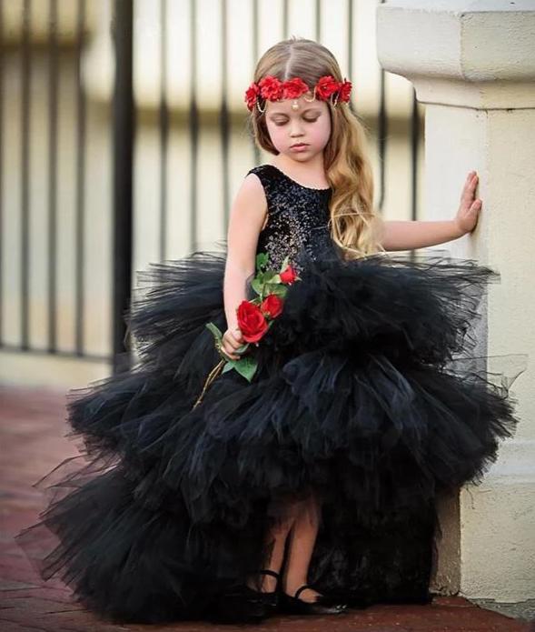 Black Sleeveless Tulle Flower Girl Dress PettiSkirt Ball Gown-newarrivaldress
