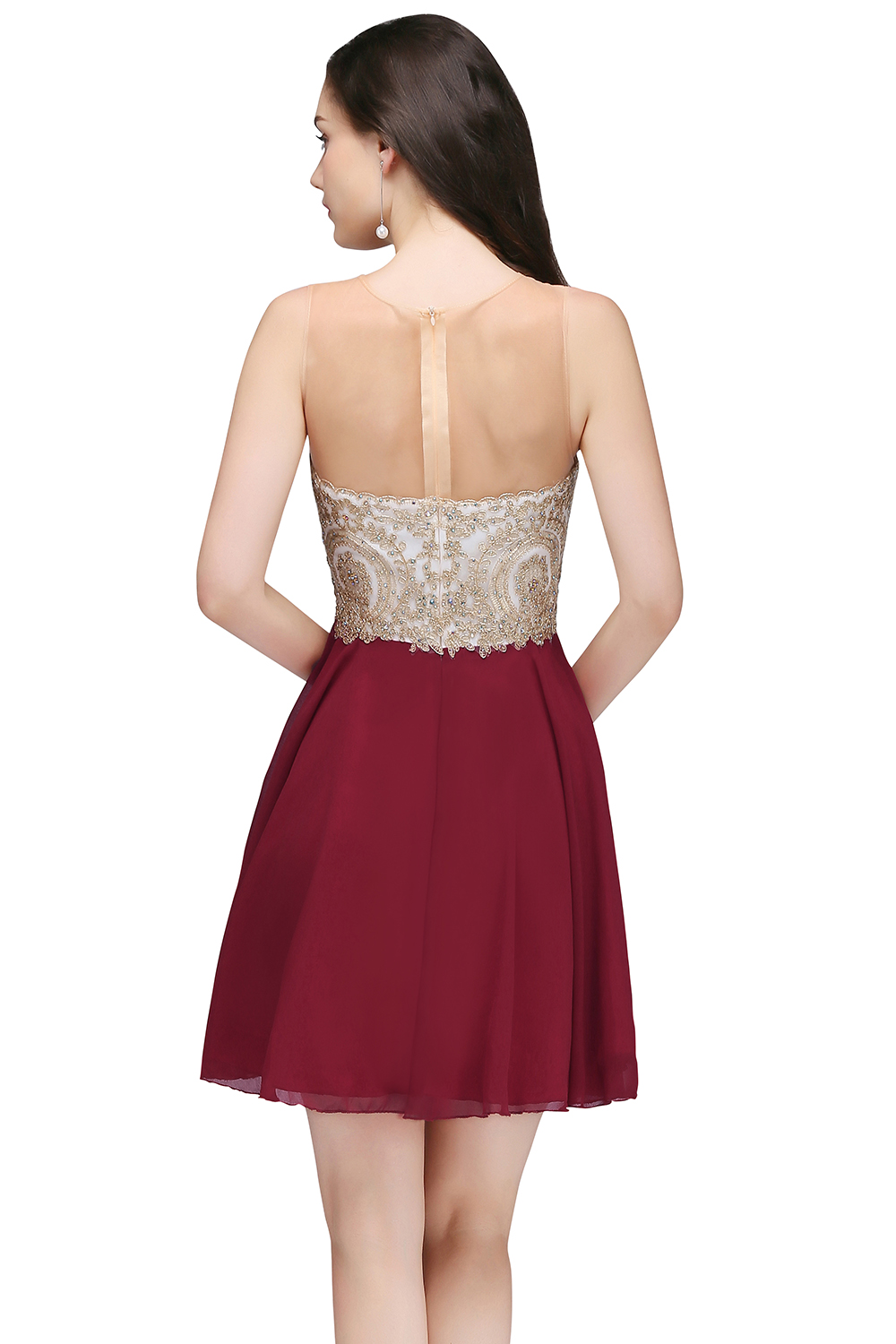 ALIANNA | Sheath Jewel Chiffon Short Homecoming Party Dresses With Applique-newarrivaldress