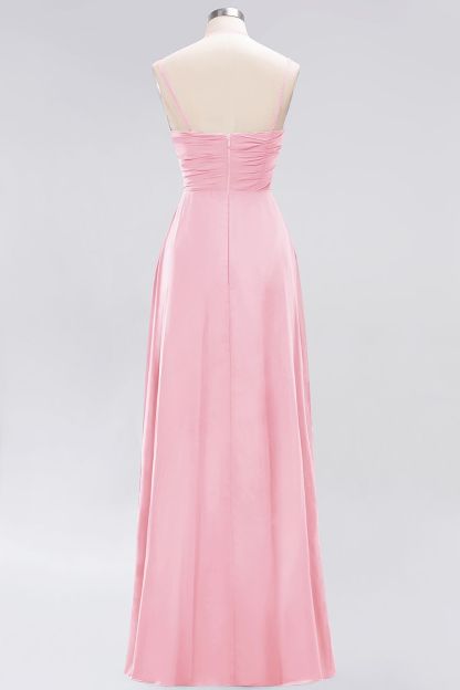 A-line Chiffon Spaghetti Straps Sleeveless Ruffles Floor-Length Bridesmaid Dresses-newarrivaldress