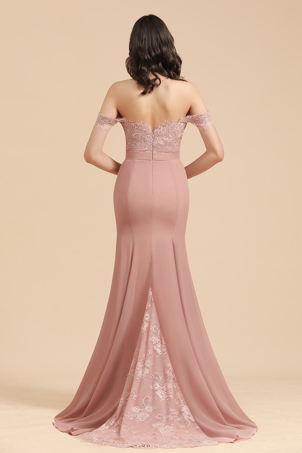 Off the Sholder Lace Appliques Mermaid Bridesmaid Dress Wedding Party Dress-newarrivaldress