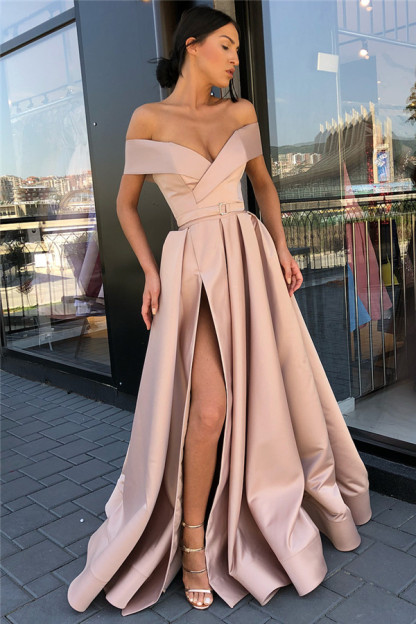 Off The Shoulder Formal Dresses | Sexy Long Evening Gowns with Side Slit-newarrivaldress