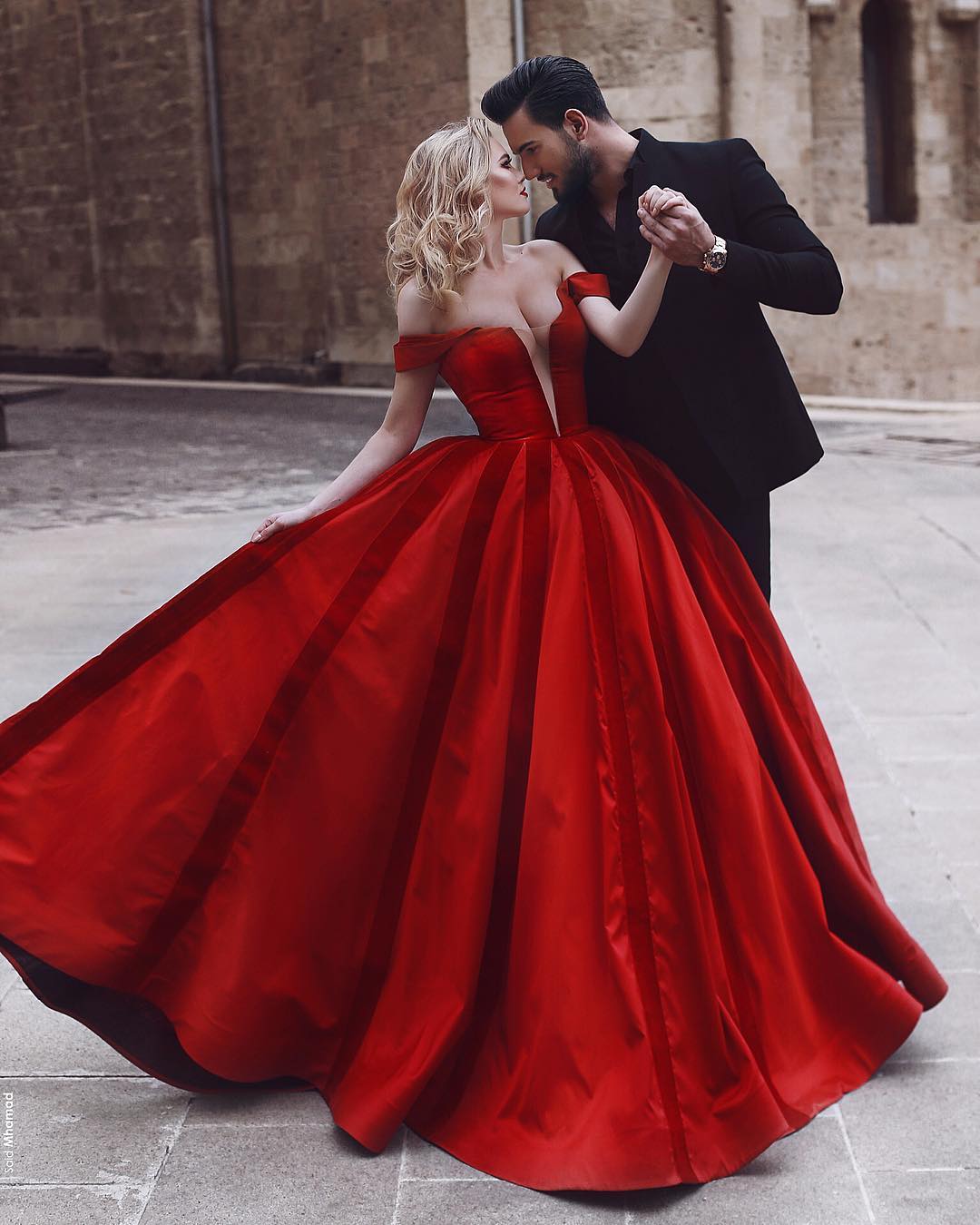 Glamorous Off-the-Shoulder Evening Dress |Red Long Prom Dress-newarrivaldress