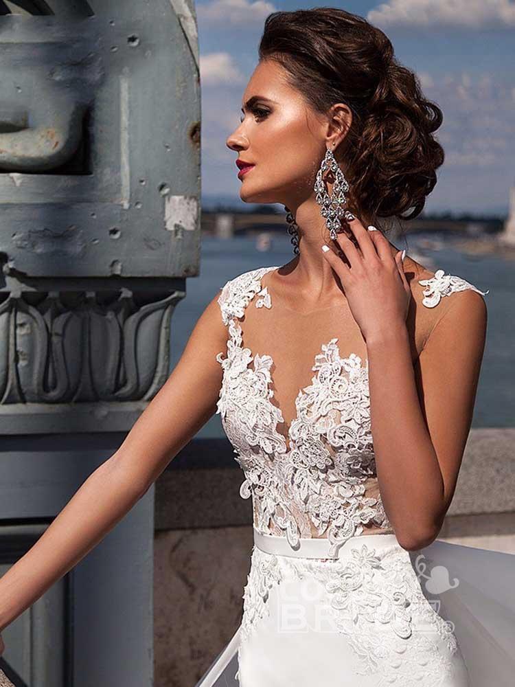 Sexy Sleeveless Mermaid Bridal Dress with Sweep Train-newarrivaldress