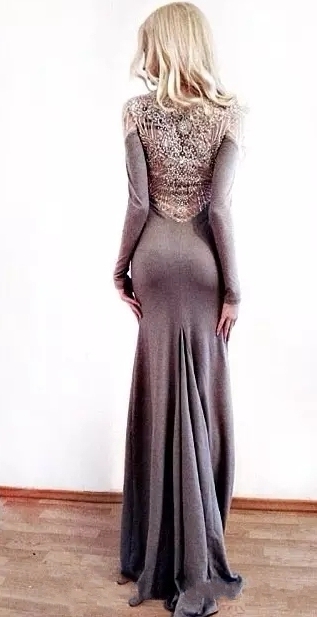 Fashion Sheath Jewel Long Sleeves Appliques Prom Dress-newarrivaldress