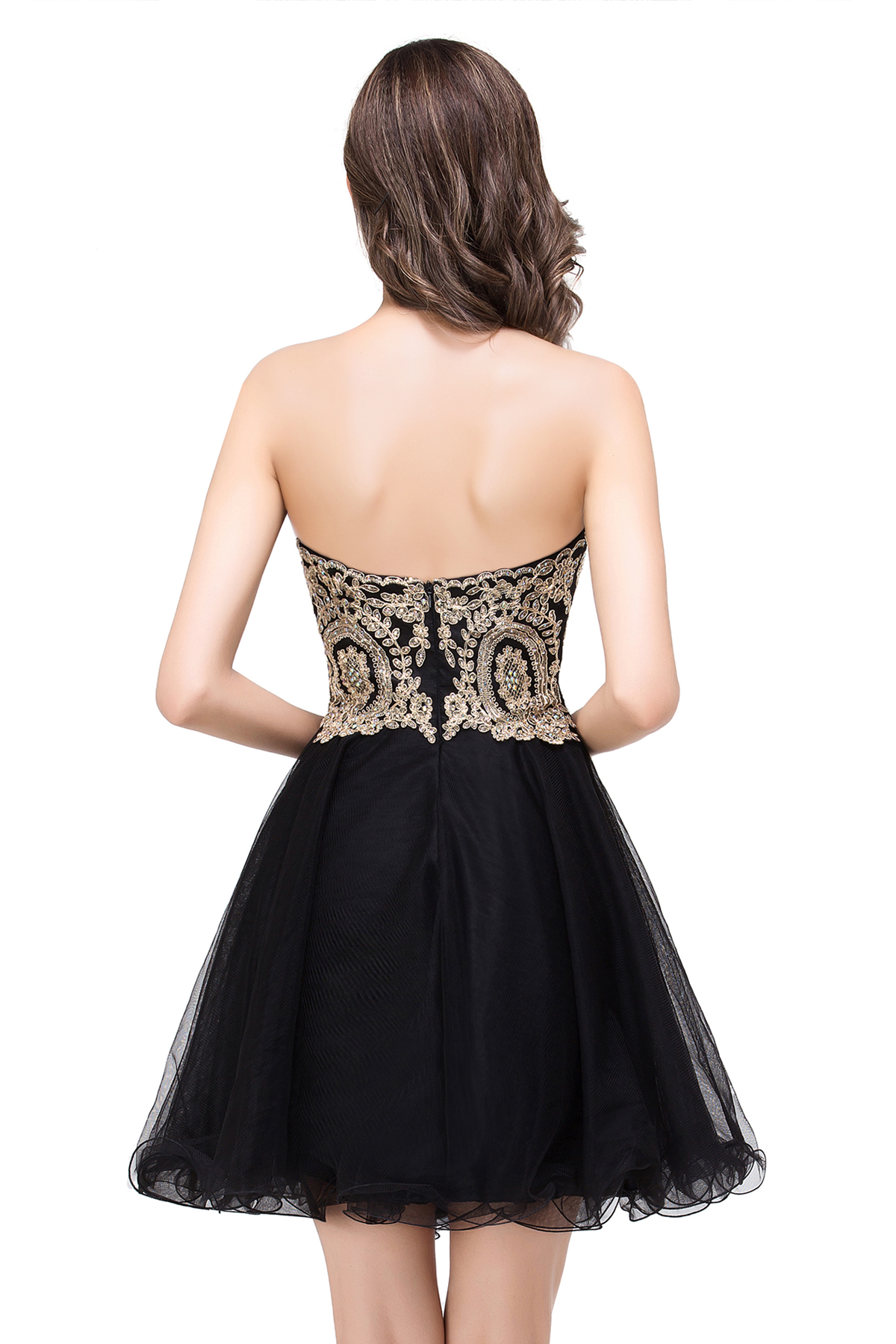 Gabriela | A Line Lace Appliques Sweetheart Short Prom Dresses-newarrivaldress