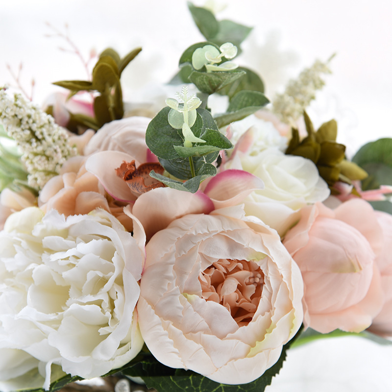Real Touch Colorful Artifial Roses Wedding Bouquet