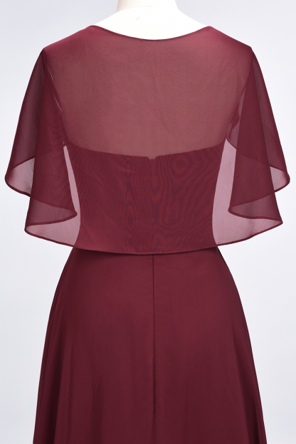 Elegant Princess Chiffon Satin V-Neck short-sleeves Floor-Length Bridesmaid Dress-newarrivaldress