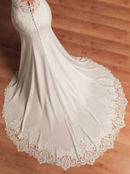 White Simple Wedding Dress Mermaid V-Neck Sleeveless Backless Natural Waist Lace Bridal Gowns-newarrivaldress