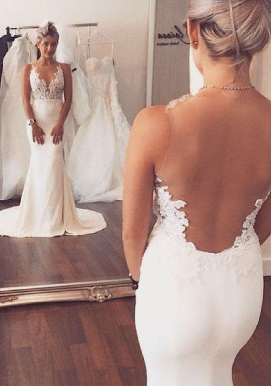 Illusion Back Mermaid Wedding Dresses Sleeveless Lace summer Beach Wedding Gowns BA3612-newarrivaldress