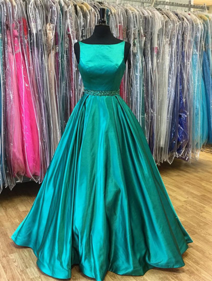 Stunning Green Evening Gowns | Sleeveless Custom Made A-line Beads Prom Dresses-newarrivaldress