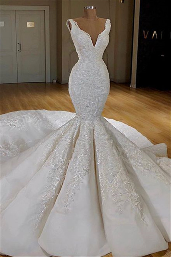 Elegant Mermaid Lace Wedding Dresses Online | Sleeveless Puffy Bridal Gowns 2021-newarrivaldress