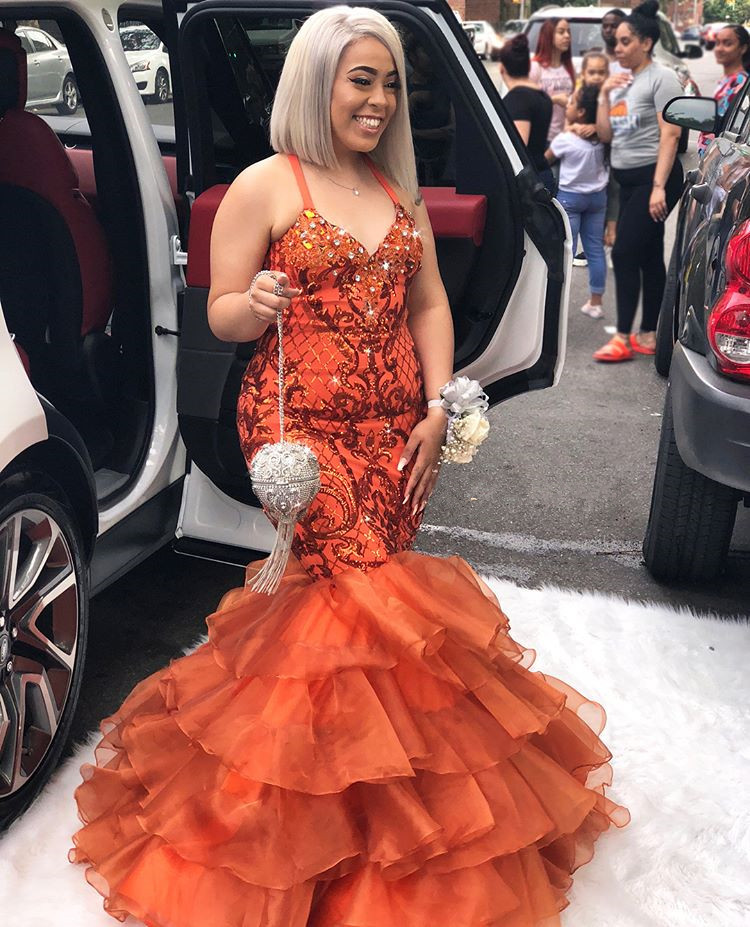 Stylish Spaghetti Straps Sleeveless Lace Appliques Rhinestones Sexy Mermaid Prom Dresses-newarrivaldress