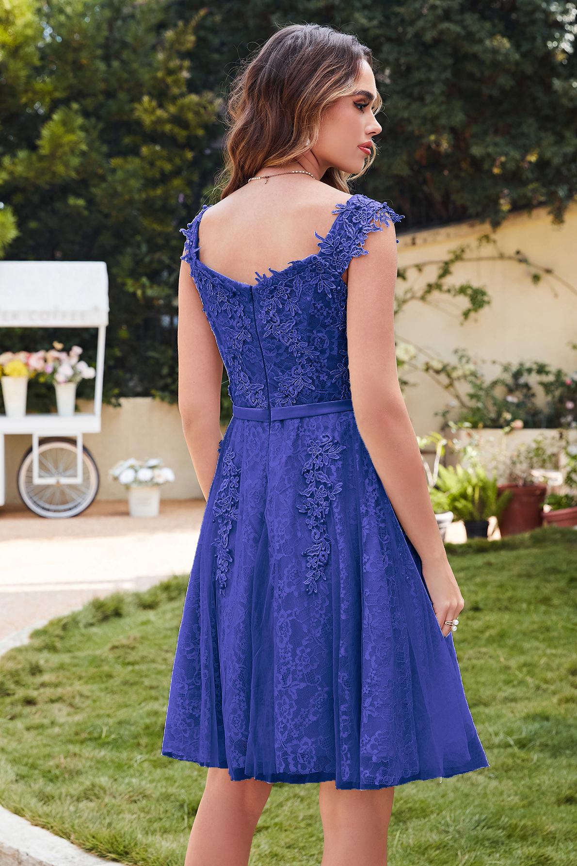 WILMA | Ball Gown Illusion Neckline Tea Length Lace Tulle Dusty Pink Prom Dresses with Beading-newarrivaldress