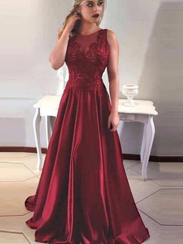 Vintage Burgundy Evening Dresses | Scoop Sleeveless Lace Appliques prom Dresses Vintage Burgundy Evening Dresses | Scoop Sleeveless Lace Appliques prom Dresses
