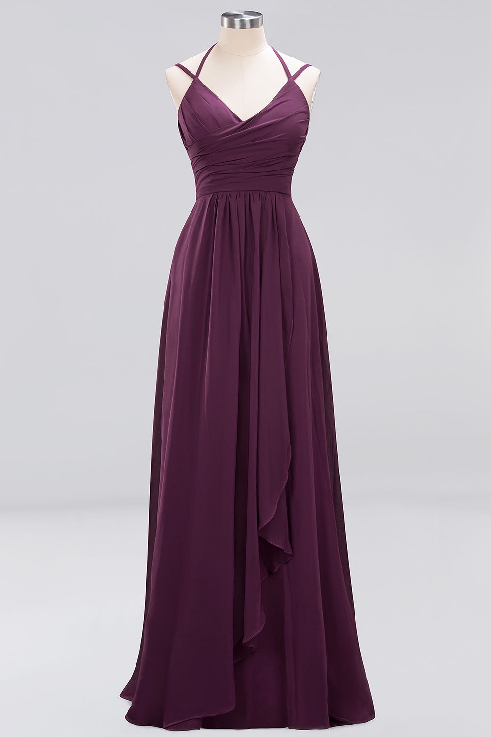 A-line Chiffon Spaghetti Straps Sleeveless Ruffles Floor-Length Bridesmaid Dresses-newarrivaldress