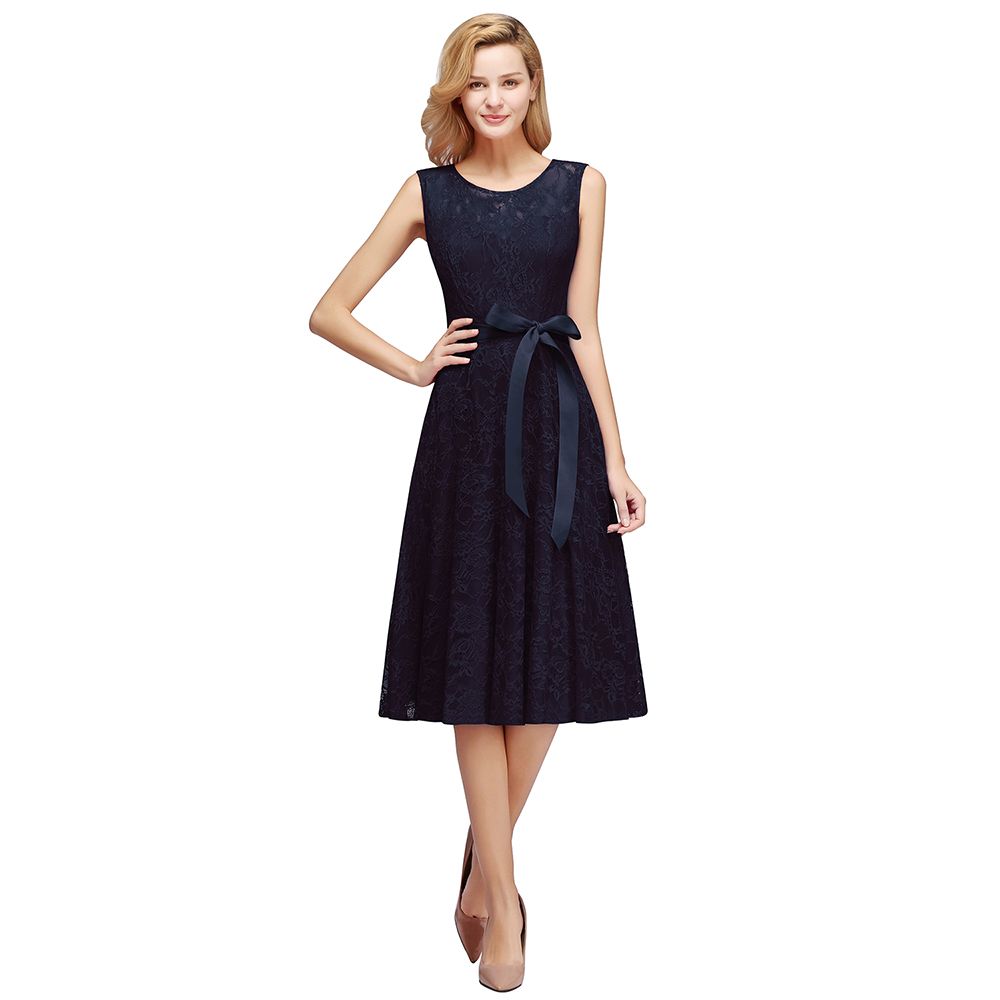 A-line Sleeveless Burgundy Lace Dresses with Bow-newarrivaldress