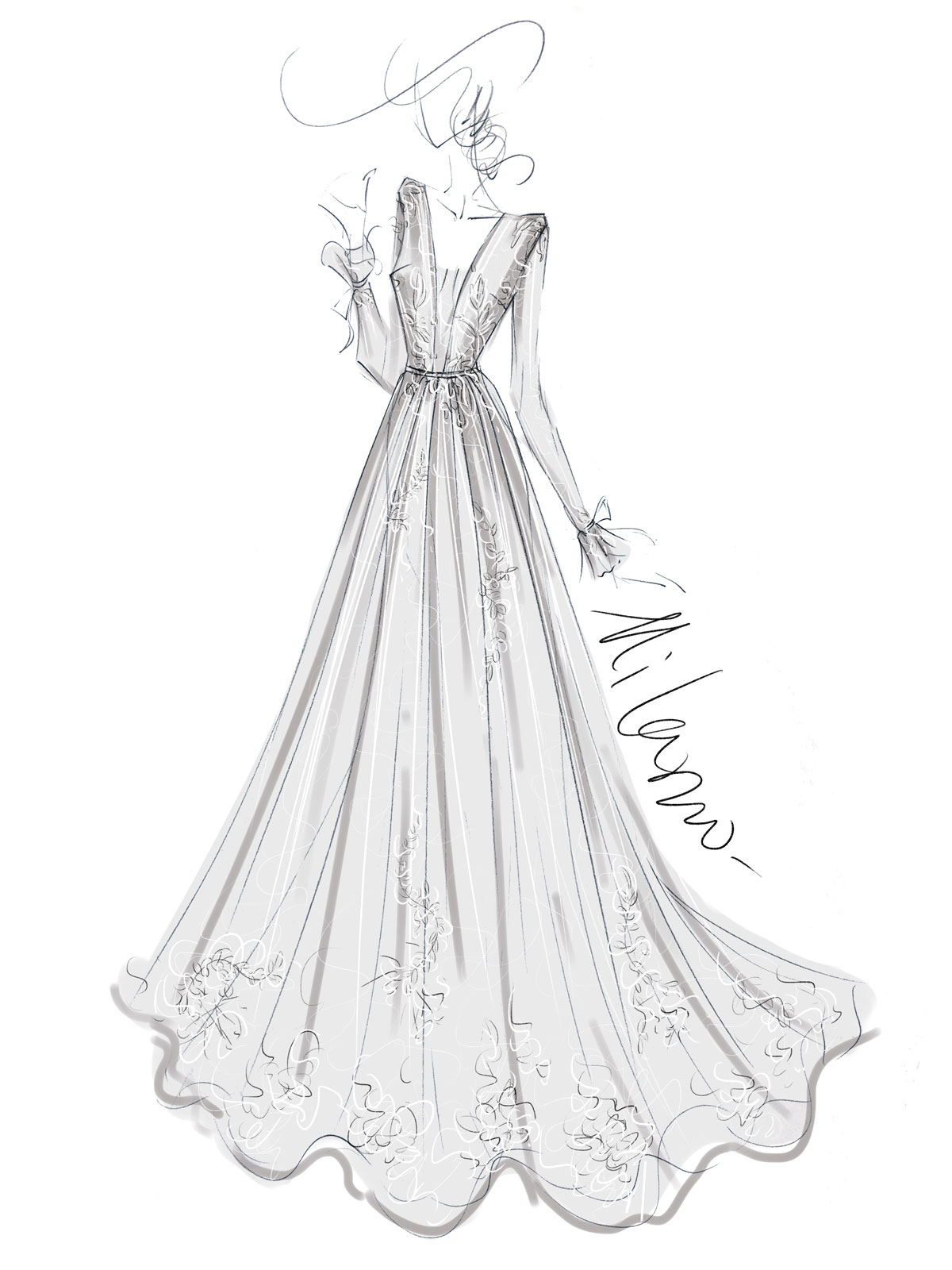 Simple Wedding Dress A Line V Neck Long Sleeves Lace Floor Length Bridal Gowns-newarrivaldress