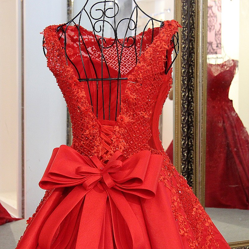 Elegant Red Bateau Sleeveless Backless Floor-Length Evening Gown With Bow-newarrivaldress