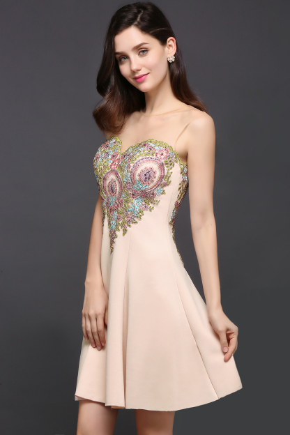 AYLIN | A-line Scoop Chiffon Short Homecoming Dress With Appliques-newarrivaldress