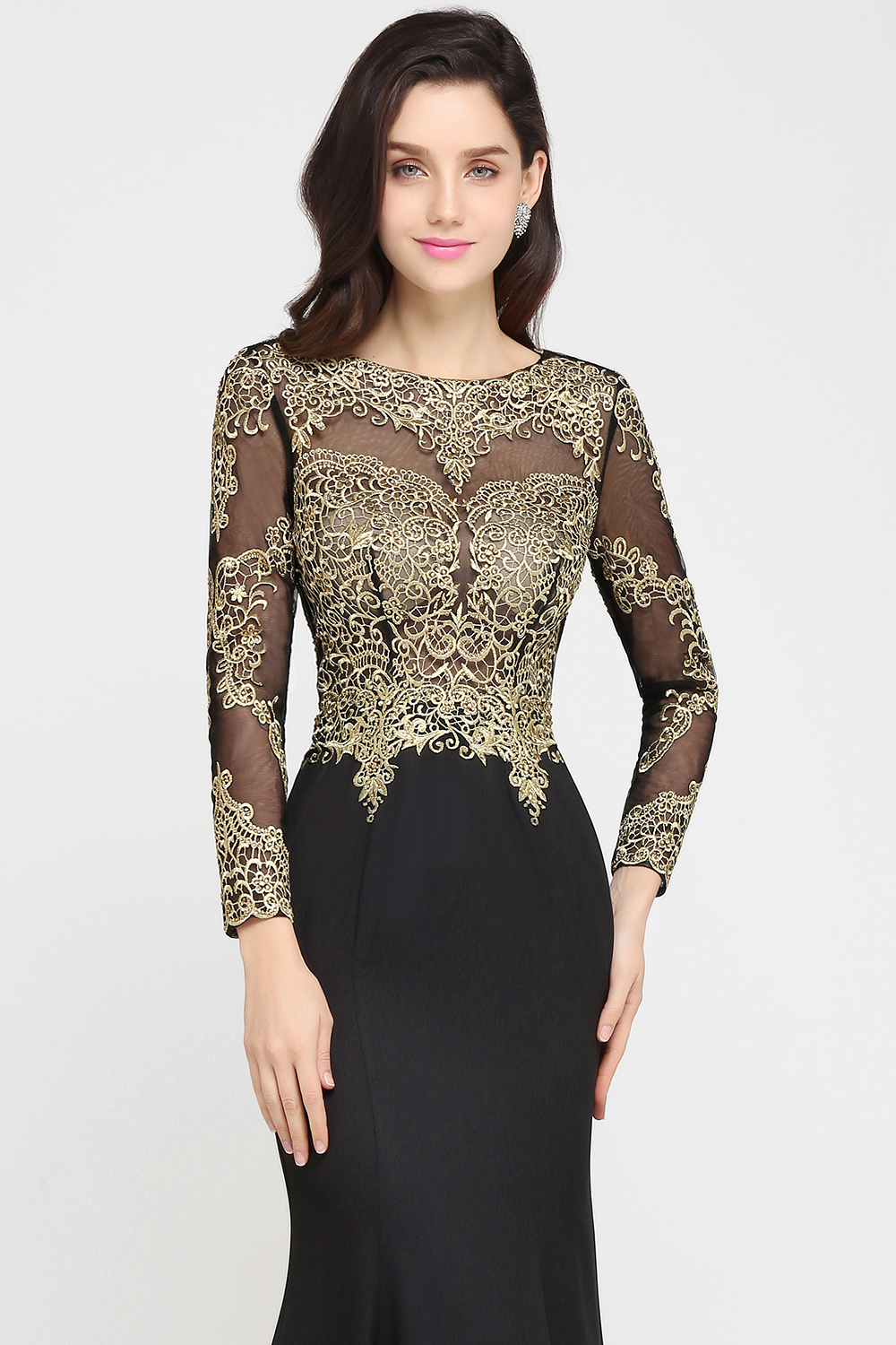 AMANDA | Mermaid Scoop Floor Length Black Elegant Evening Dresses with Appliques-newarrivaldress