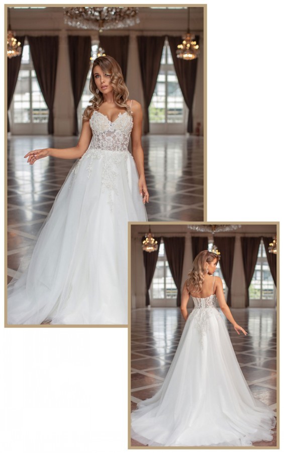 Spaghetti Straps Sleeveless Sweetheart A-Line Lace Wedding Dress-newarrivaldress