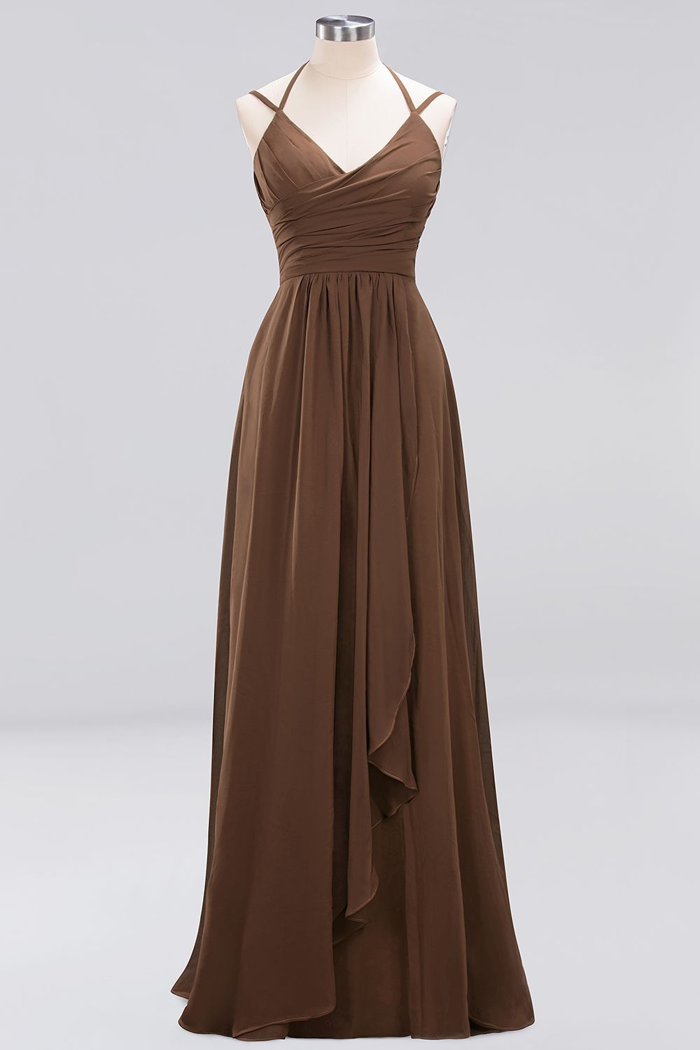 A-line Chiffon Spaghetti Straps Sleeveless Ruffles Floor-Length Bridesmaid Dresses-newarrivaldress