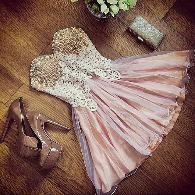 Cute Pearls Sweetheart Sleeveless Custom Made A-line Lace Sexy Short Homecoming Dresses | Cocktail Gown-newarrivaldress