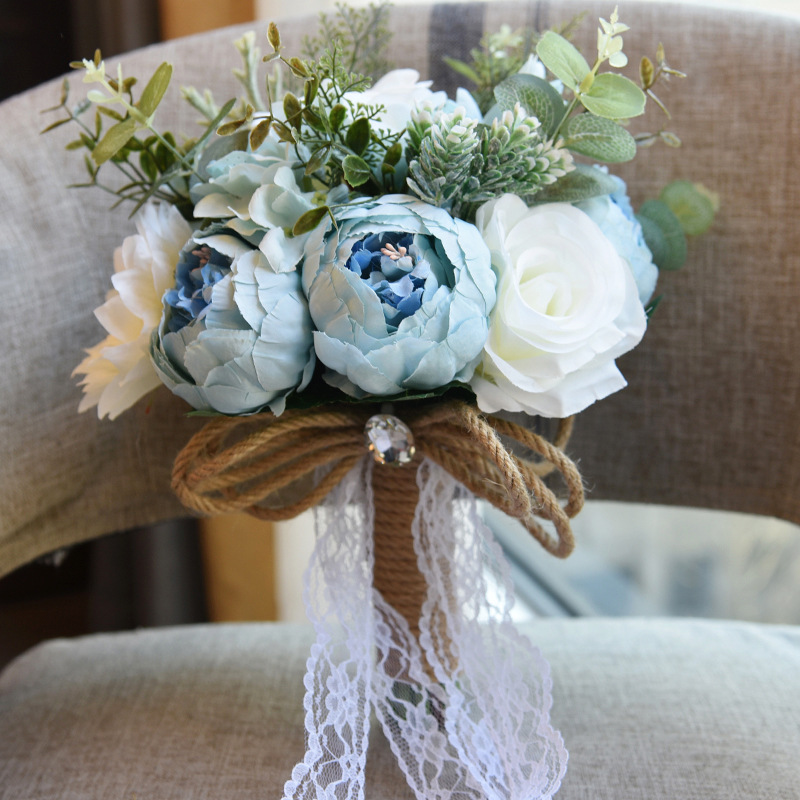 Real Touch Colorful Artifial Roses Wedding Bouquet-newarrivaldress