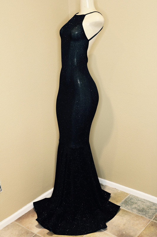 Spaghetti Straps Open Back Black Long Prom Dresses | Tight Formal Evening Dresses for Women BA9013-newarrivaldress