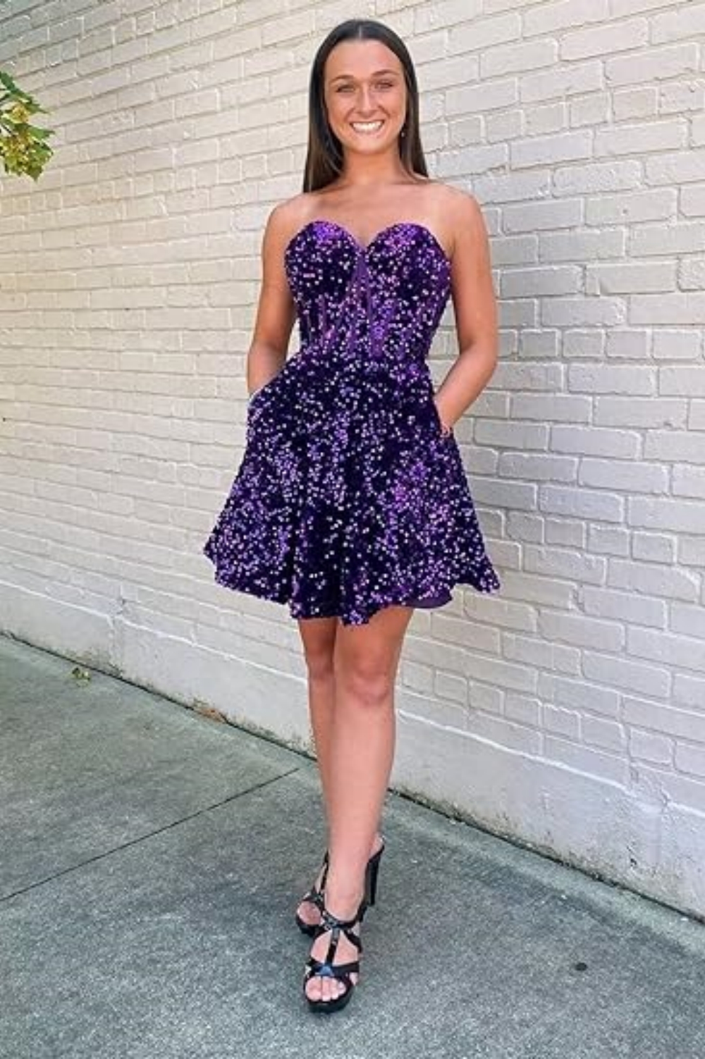Sequin Short Homecoming Dresses for Teens Sparkly Prom Dress Tight Cocktail Dresses with Pocket-newarrivaldress
