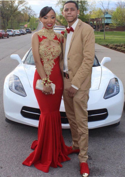 Red Mermaid Prom Dress |Lace Appliques Evening Dress BK0-newarrivaldress