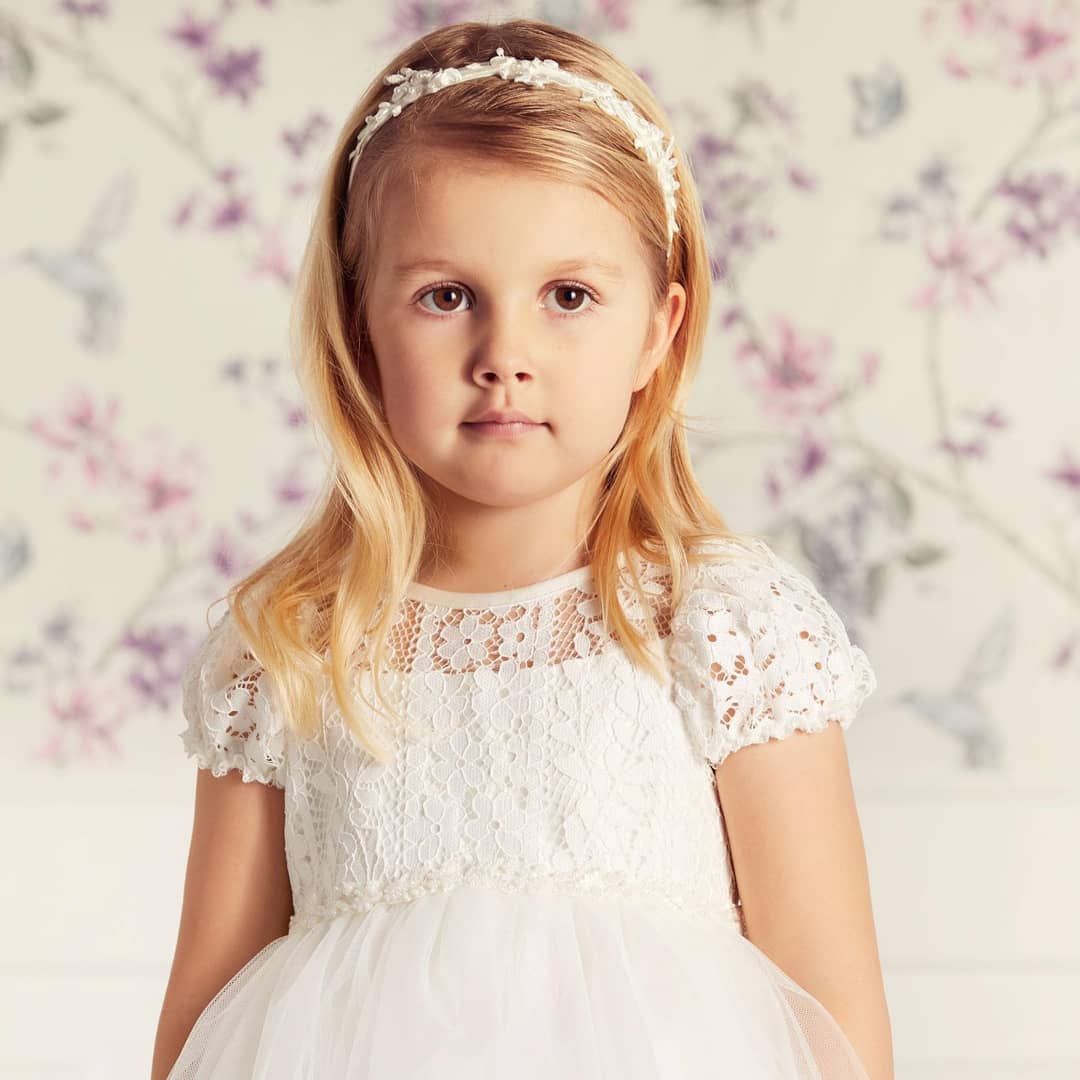 Cute Jewel Puffy Sleeves A-line Lace Tulle White Flower Girl Dresses with Belt-newarrivaldress