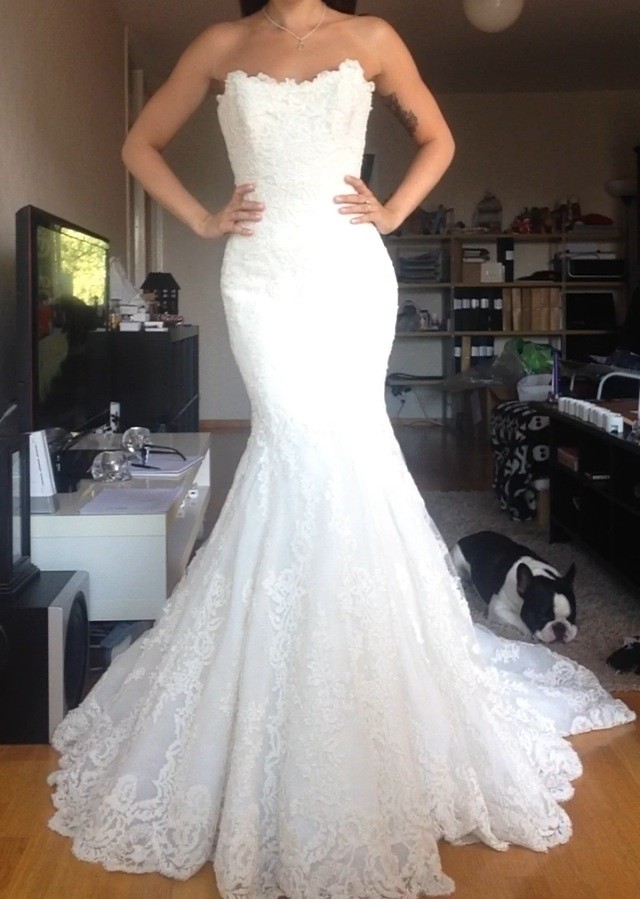 Strapless Tulle Appliques Simple Buttons Wedding Dresses Online-newarrivaldress