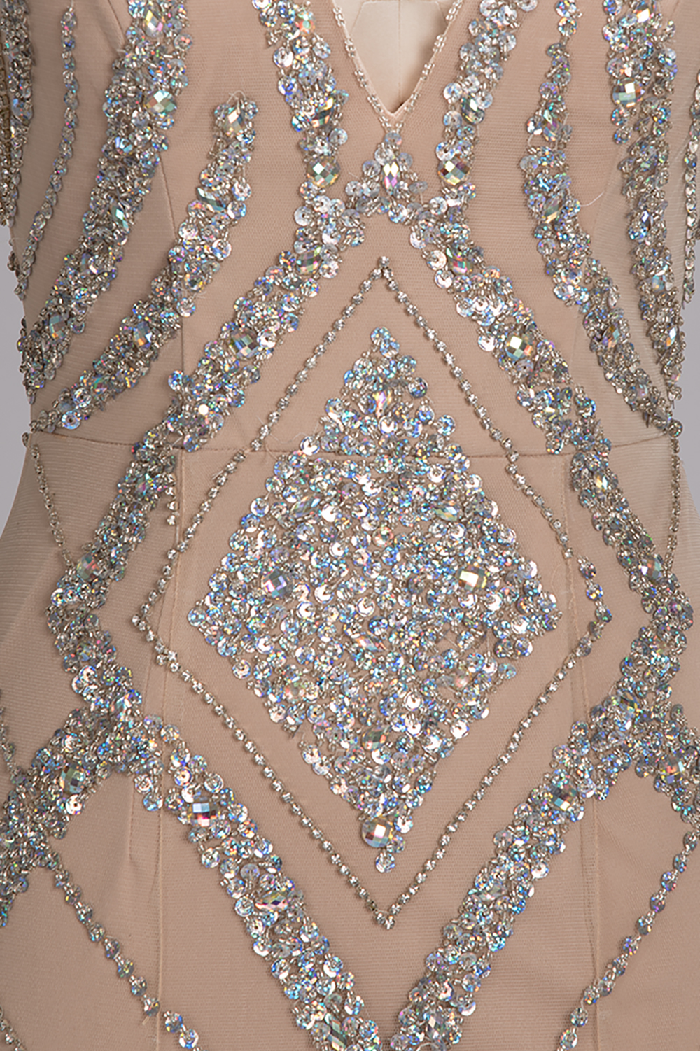 V-Neck Long Gorgeous Mermaid Crystal Sleeveless Beadings Prom Dress-newarrivaldress