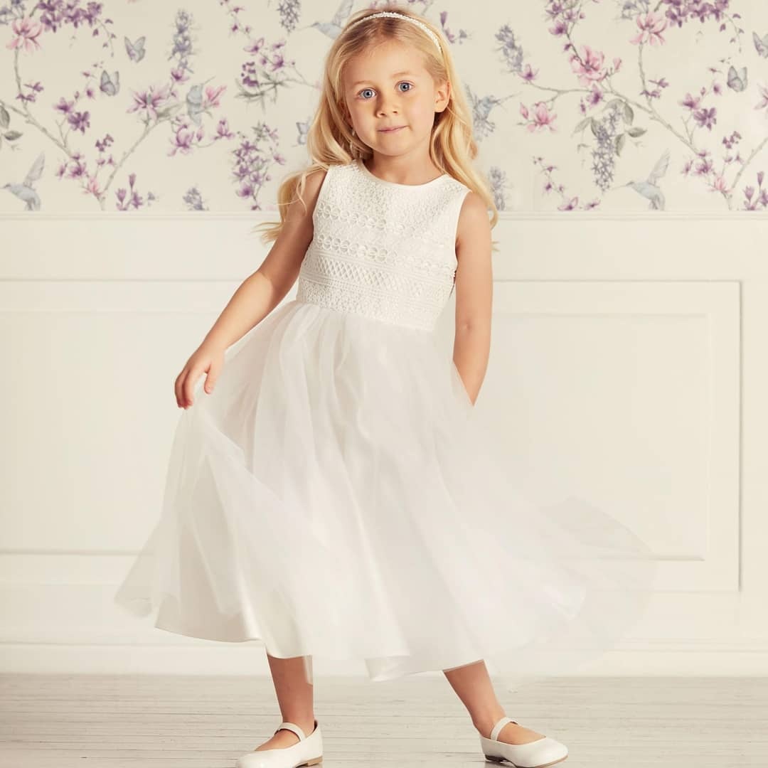 Tulle Lace Flower Girl Dress Jewel Neck Birthday Party Dress-newarrivaldress