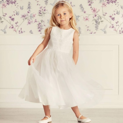 Tulle Lace Flower Girl Dress Jewel Neck Birthday Party Dress-newarrivaldress