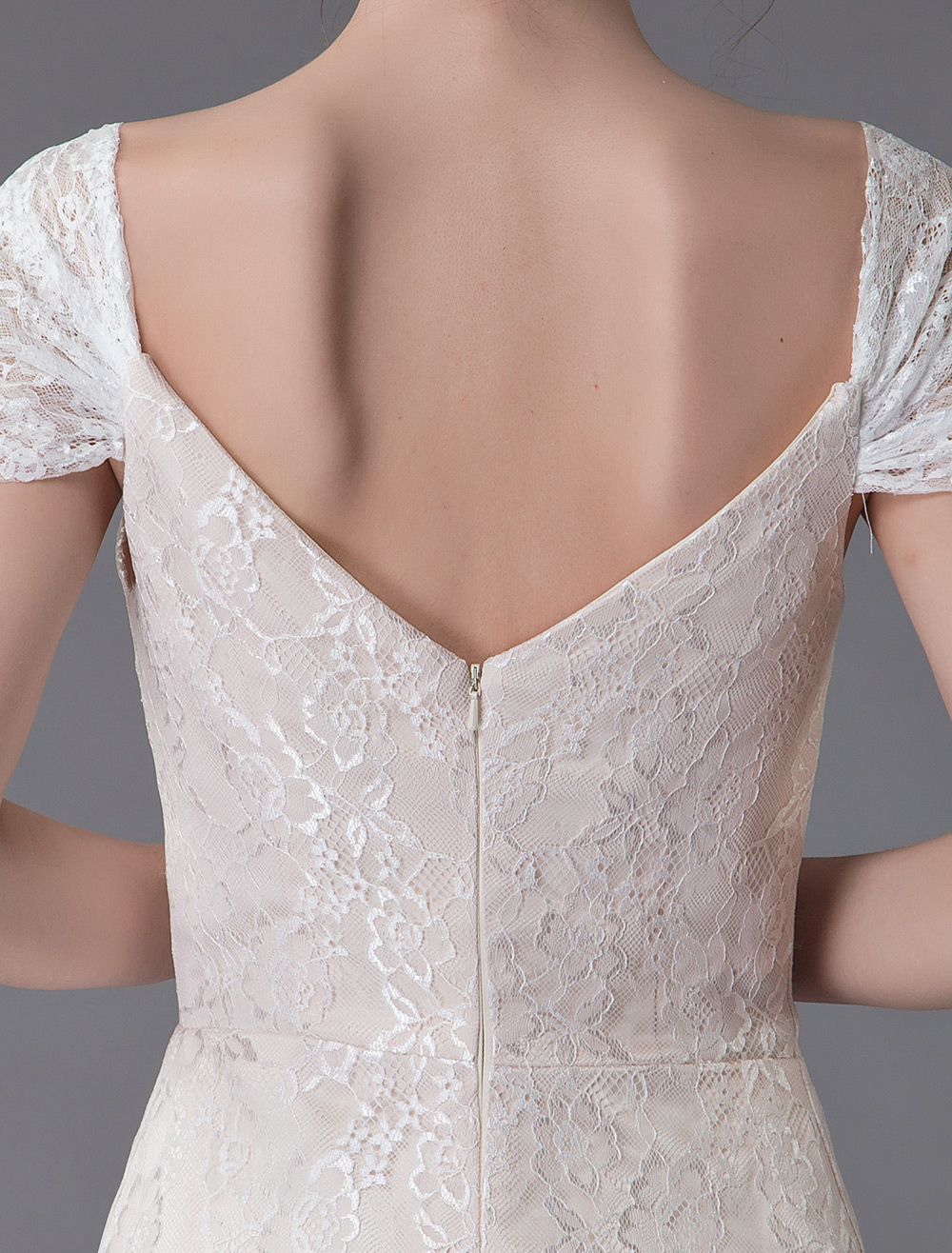 Lace Wedding Dress Vanilla Cream Sweetheart Short Sleeve Bridal Dress Mermaid Bridal Gown With Train Exclusive-newarrivaldress