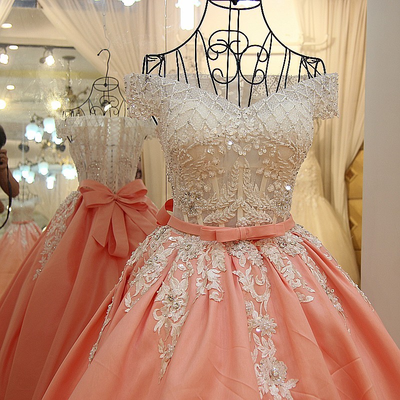 2021 V-neck Off-the-shoulder A-Line Floor-Length Appliques Prom Dress With Bow-newarrivaldress