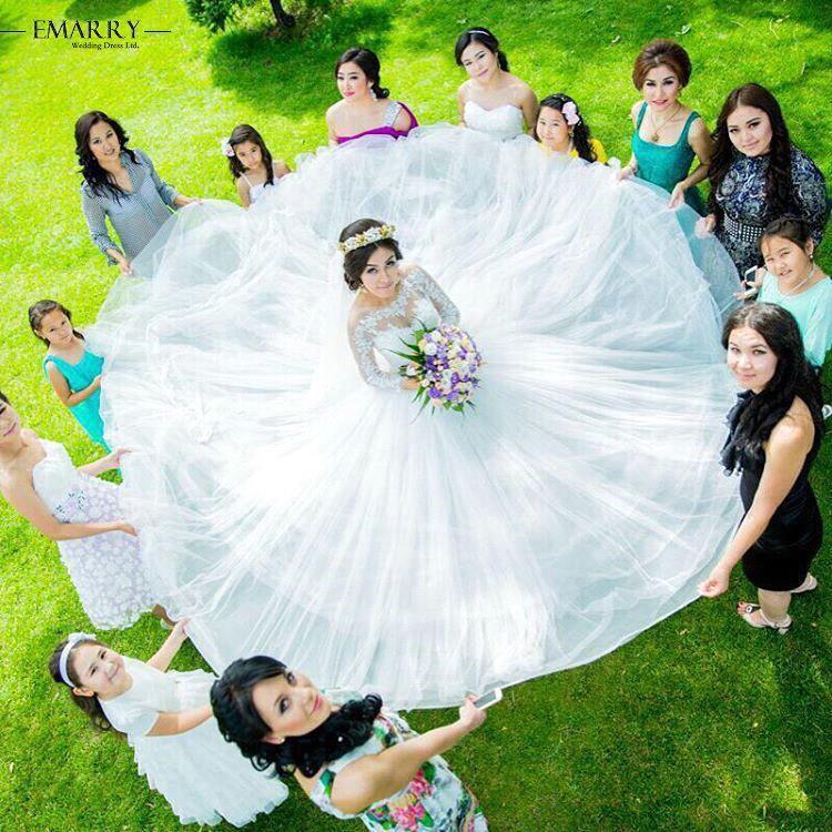 Elegant Long Sleeve Online Princess Lace Appliques Glamorous Ball Gown Wedding Dresses-newarrivaldress