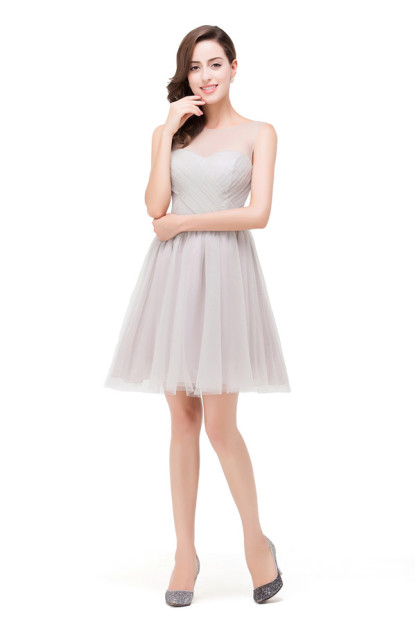 HARLOW | Elegant A-line Crew Mini Silver Bridesmaid Dresses With Ruffle-newarrivaldress