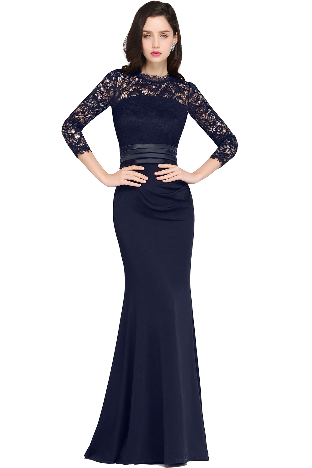 ARIANNA | Sheath High Neck Black Elegant Evening Dresses with Lace-newarrivaldress