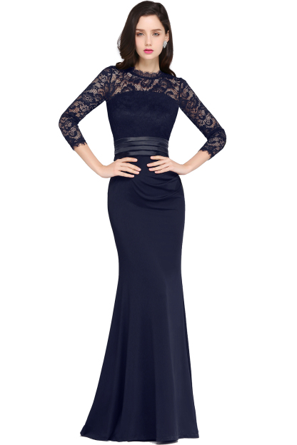 ARIANNA | Sheath High Neck Black Elegant Evening Dresses with Lace-newarrivaldress