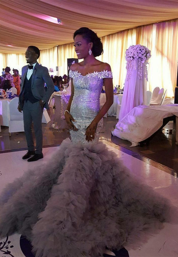 Gorgeous Ruffles Mermaid Sequined Wedding Dresses | Sexy Off The Shoulder Wedding Dresses-newarrivaldress