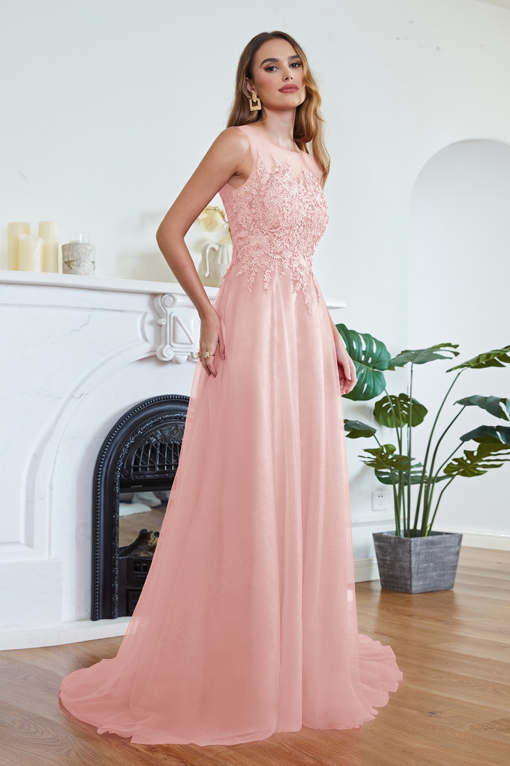 ABRIL | A-line Court Train Tulle Evening Dress with Appliques-newarrivaldress