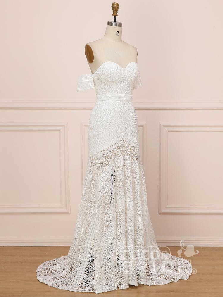 Elegant Sweetheart Lace Mermaid Boho Wedding Dresses Off Shoulder Simple Dress for Bide-newarrivaldress