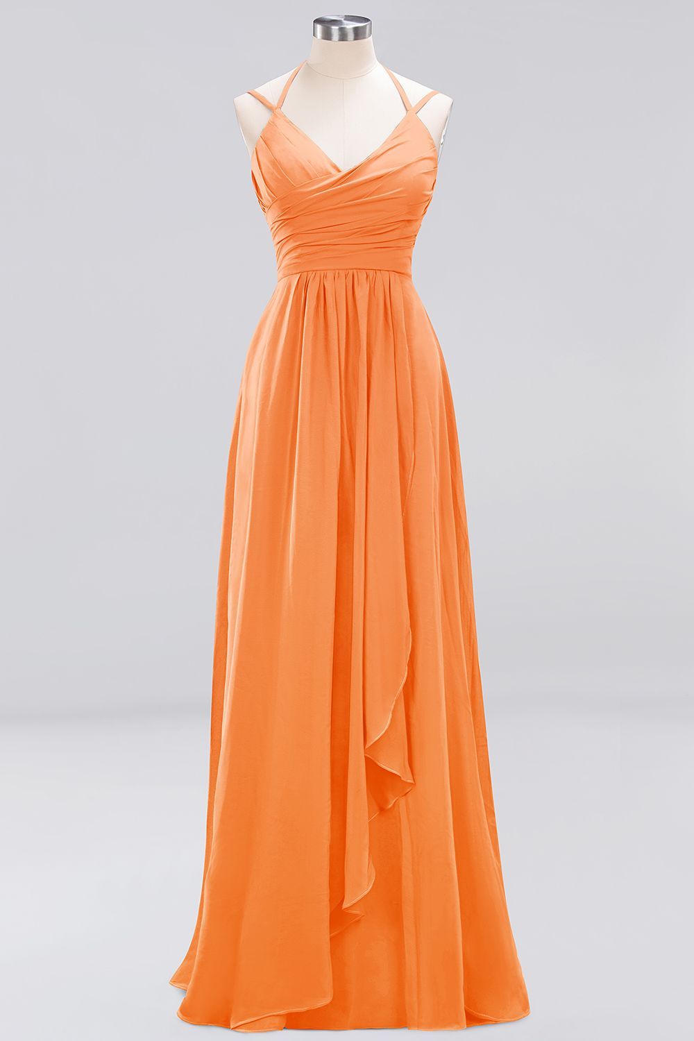 A-line Chiffon Spaghetti Straps Sleeveless Ruffles Floor-Length Bridesmaid Dresses-newarrivaldress