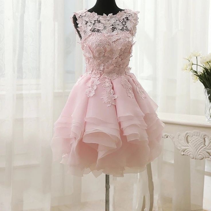 Straps Short Sleeveless Cute Ruffles Flowers Sexy Short Homecoming Dresses-newarrivaldress