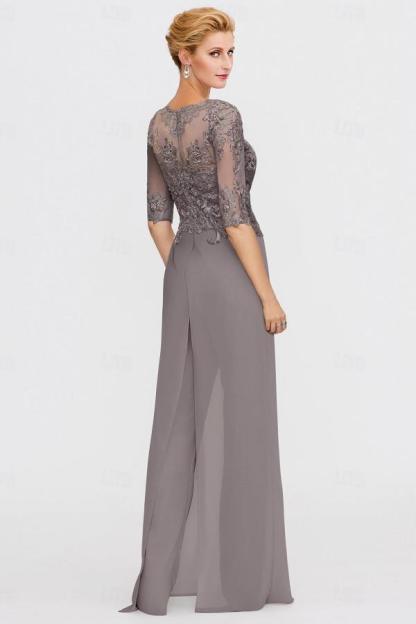 Scoop Neck Chiffon Three Pieces Mother of the Bride Jumpsuits with Lace Appliques-newarrivaldress